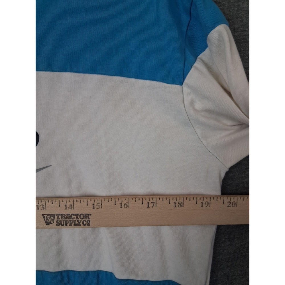Nike Womens Shirt S Blue White Colorblock Script Logo VTG Y2K Oversized Street - Picture 4 of 9